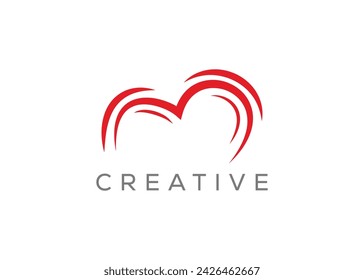 Minimalistische Love Logo Design Vektor-Vorlage. Kreatives rotes Herz-Shape-Logo