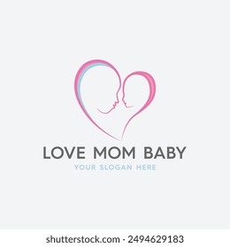 Minimalist Love Mom Baby Logo Vector Illustration