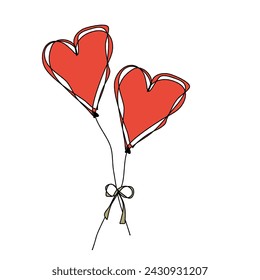 Minimalist Love: Two Heart Balloons as a Symbol of Connectio