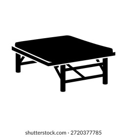 Silueta baja minimalista del marco de la tabla o de la cama del masaje, Ilustración vectorial moderna del diseño de los muebles para los proyectos interiores