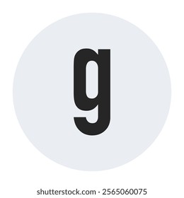 Minimalist lowercase ‘g’ design with black typography on a white circle background, offering a clean and simple aesthetic for modern creative projects or graphic designs.