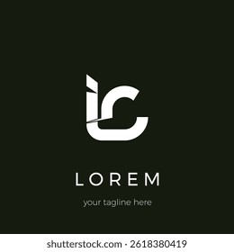 Minimalist lowercase ic initial letter logo design
