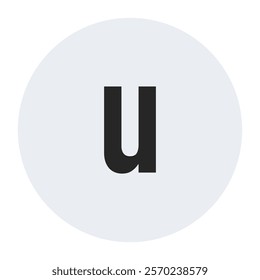 Minimalist lowercase letter ‘u’ in black on a light gray circle background, perfect for modern logo design or branding projects. Clean and versatile vector graphic for creative uses.