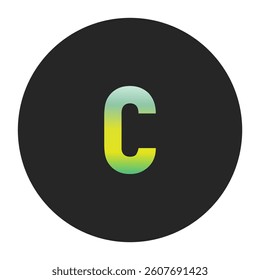 Minimalist Lowercase Letter c with Green and Yellow Gradient on a Black Circle Symbolizing Sustainability and World Environment Day