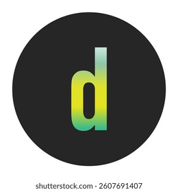 Minimalist Lowercase Letter d with Green and Yellow Gradient on a Black Circle Symbolizing Sustainability and World Environment Day