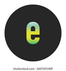 Minimalist Lowercase Letter e with Green and Yellow Gradient on a Black Circle Symbolizing Sustainability and World Environment Day