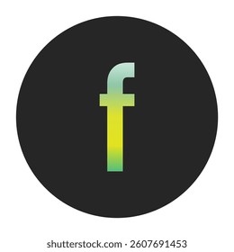 Minimalist Lowercase Letter f with Green and Yellow Gradient on a Black Circle Symbolizing Sustainability and World Environment Day