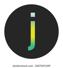 Minimalist Lowercase Letter j with Green and Yellow Gradient on a Black Circle Symbolizing Sustainability and World Environment Day