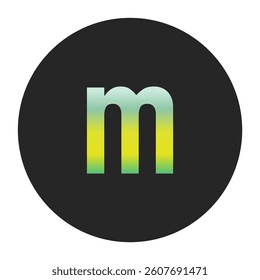 Minimalist Lowercase Letter m with Green and Yellow Gradient on a Black Circle Symbolizing Sustainability and World Environment Day