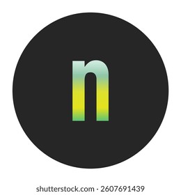 Minimalist Lowercase Letter n with Green and Yellow Gradient on a Black Circle Symbolizing Sustainability and World Environment Day