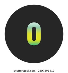 Minimalist Lowercase Letter o with Green and Yellow Gradient on a Black Circle Symbolizing Sustainability and World Environment Day