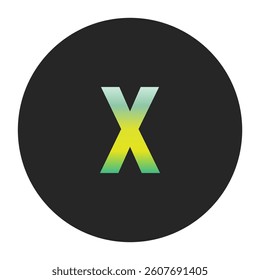 Minimalist Lowercase Letter x with Green and Yellow Gradient on a Black Circle Symbolizing Sustainability and World Environment Day