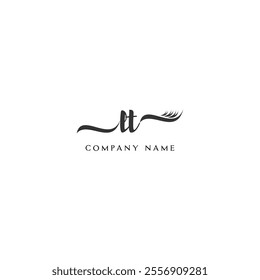 Minimalist LT Logo Design with Abstract Feather Element