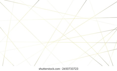 Minimalist luxury background with dynamic gold geometric lines, featuring scattered squares and triangles. Abstract tech-inspired design with modern random golden line patterns.