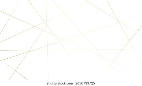 Minimalist luxury background with dynamic gold geometric lines, featuring scattered squares and triangles. Abstract tech-inspired design with modern random golden line patterns.