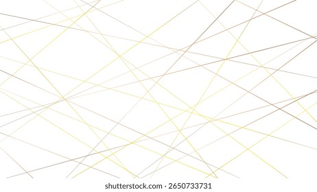 Minimalist luxury background with dynamic gold geometric lines, featuring scattered squares and triangles. Abstract tech-inspired design with modern random golden line patterns.