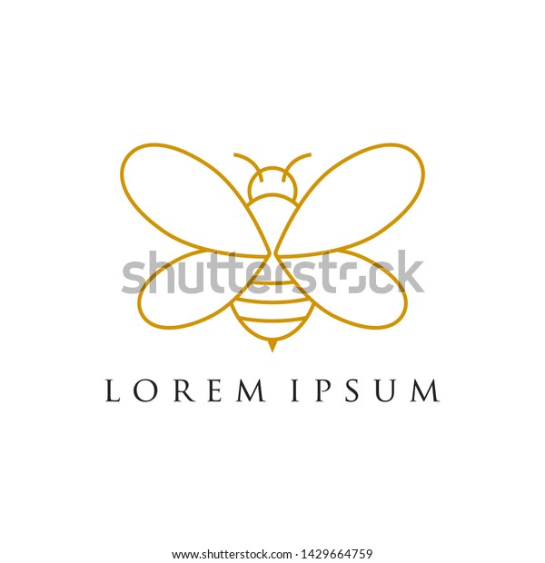 Minimalist Luxury Bee Logo Design Line Stock Vector (Royalty Free