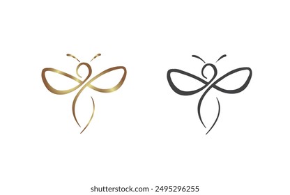 Minimalist Luxury or black Dragonfly logo design with line art style