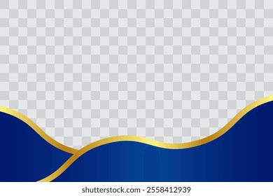 Minimalist Luxury Blue Gold Wavy Footer with Transparant Background for Flyer, Banner, Infographic, Website, Ads Banner or Etc. Editable Background