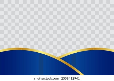 Minimalist Luxury Blue Gold Wavy Footer with Transparant Background for Flyer, Banner, Infographic, Website, Ads Banner or Etc. Editable Background