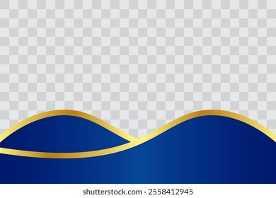 Minimalist Luxury Blue Gold Wavy Footer with Transparant Background for Flyer, Banner, Infographic, Website, Ads Banner or Etc. Editable Background