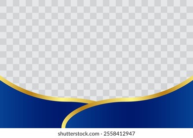 Minimalist Luxury Blue Gold Wavy Footer with Transparant Background for Flyer, Banner, Infographic, Website, Ads Banner or Etc. Editable Background