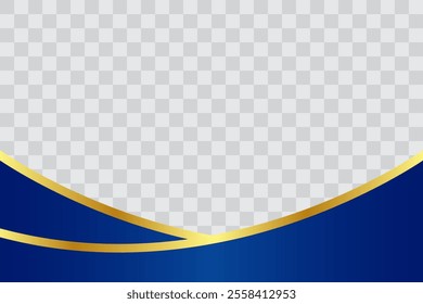 Minimalist Luxury Blue Gold Wavy Footer with Transparant Background for Flyer, Banner, Infographic, Website, Ads Banner or Etc. Editable Background