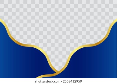 Minimalist Luxury Blue Gold Wavy Footer with Transparant Background for Flyer, Banner, Infographic, Website, Ads Banner or Etc. Editable Background