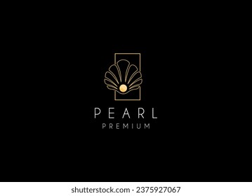 Minimalist and luxury gog pearl sea shell logo design