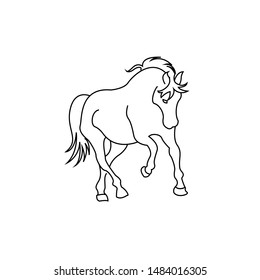 Minimalist And Luxury Horse Logo Outline. Stable, Farm,Valley,Company, Race Logo Design