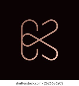 Diseño minimalista del logotipo de CK de las iniciales de lujo