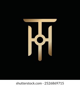 Ilustração minimalista do vetor do logotipo das iniciais de luxo TH