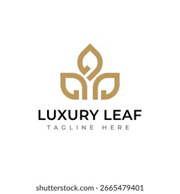 Logotipo minimalista de la hoja de lujo - diseño elegante del Vector