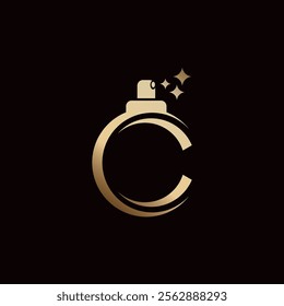 Minimalist Luxury Letter C with spray for Parfume Logo Design