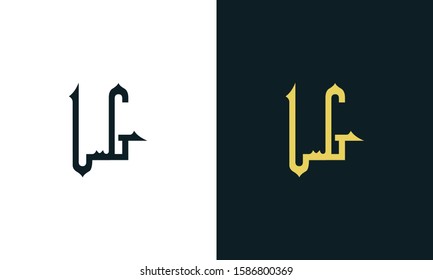 Minimalist luxury line art letter LG logo. This logo icon incorporate with two Arabic letter in the creative way. 