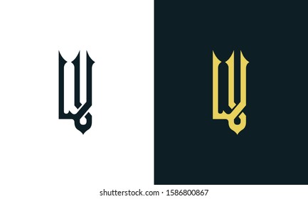 Minimalist luxury line art letter IV logo. This logo icon incorporate with two Arabic letter in the creative way. 