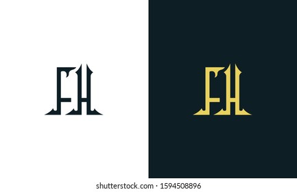 Minimalist luxury line art letter FH logo. This logo icon incorporate with two Arabic letter in the creative way.