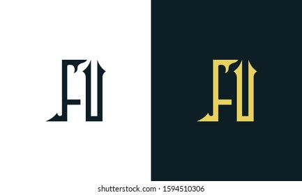 Minimalist luxury line art letter FU logo. This logo icon incorporate with two Arabic letter in the creative way.