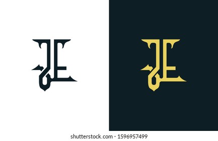 Minimalist luxury line art letter JE logo. This logo icon incorporate with two Arabic letter in the creative way. It will be suitable for Royalty and Islamic related brand or company.