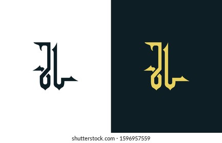 Minimalist luxury line art letter JL logo. This logo icon incorporate with two Arabic letter in the creative way. It will be suitable for Royalty and Islamic related brand or company.