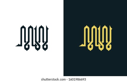 Minimalist luxury line art letter MW logo. This logo icon incorporate with two Arabic letter in the creative way.