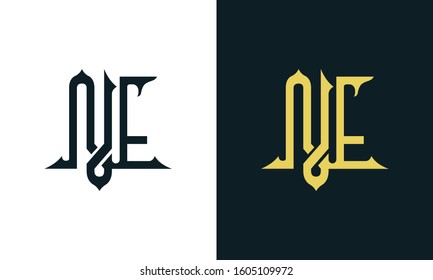 Minimalist luxury line art letter NE logo. This logo icon incorporate with two Arabic letter in the creative way. It will be suitable for Royalty and Islamic related brand or company. 