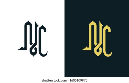 Minimalist luxury line art letter NC logo. This logo icon incorporate with two Arabic letter in the creative way. It will be suitable for Royalty and Islamic related brand or company. 