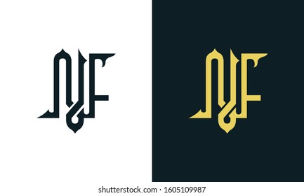 Minimalist luxury line art letter NF logo. This logo icon incorporate with two Arabic letter in the creative way. It will be suitable for Royalty and Islamic related brand or company. 