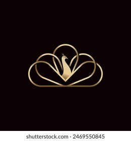 Minimalist Luxury Peacock Logo Icon Vector