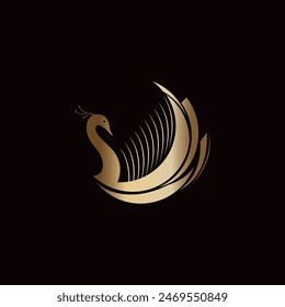 Minimalist Luxury Peacock Logo Icon Vector