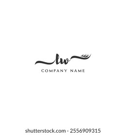 Minimalist LW Logo Design with Abstract Feather Element