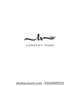 Minimalist LX Logo Design with Abstract Feather Element