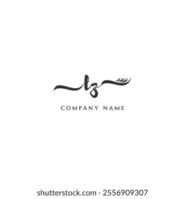 Minimalist LZ Logo Design with Abstract Feather Element
