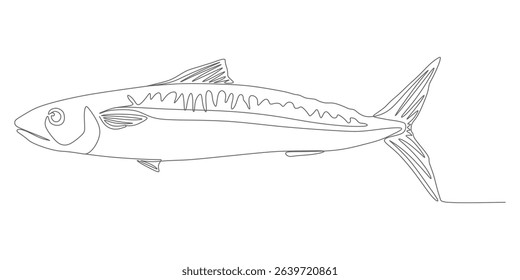 Minimalist Mackerel Fish – Continuous Line Icon Vector Illustration